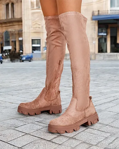 Royalfashion Womon's flat knee-hae slip-on boots Vianas