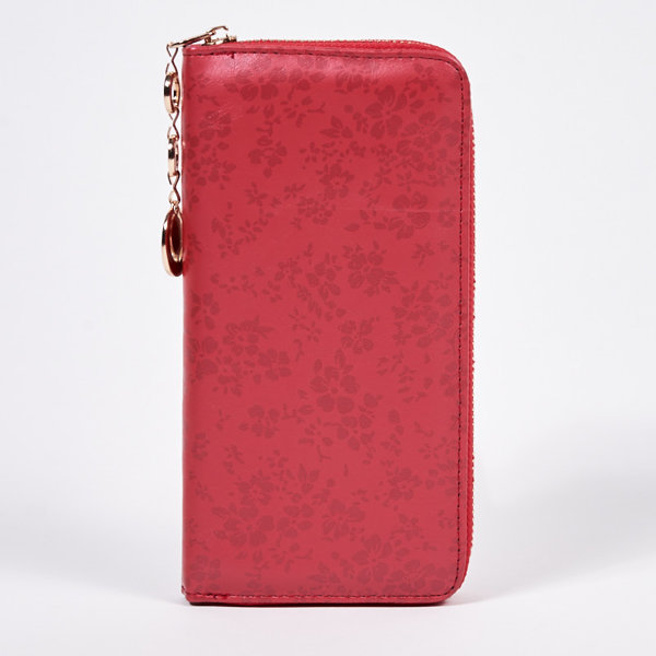 Large red patterned mat eco leather wallet - Accessories