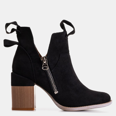 Black women's boots on a square post Darera - Footwear