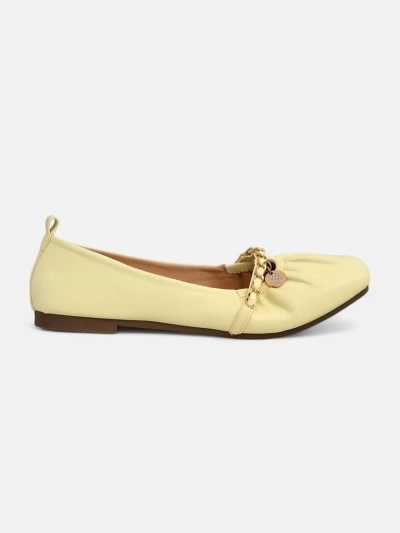 AURELIA Gialla women's ballet flats with a yellow chain, eco leather