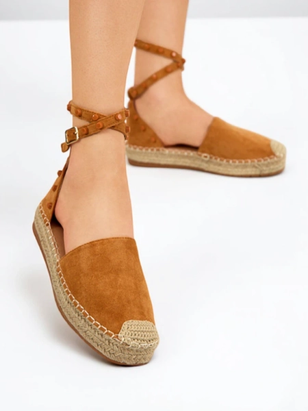 Light brown women's espadrilles with Lonesi jets - Footwear