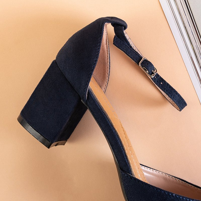 Navy blue women's sandals on the post by Rumil - Footwear