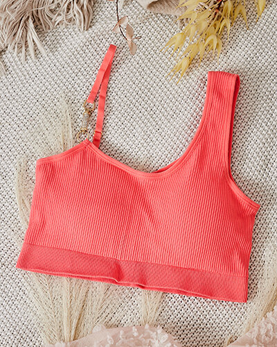 Royalfashion Women's ribbed bra with decorative strap