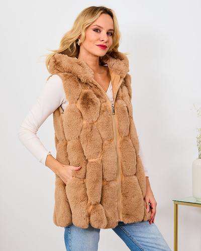 Royalfashion Женский жилет из искусственного меха бежевого цвета