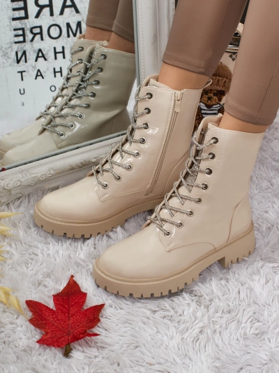 Fjorra Women's Patent Lace-up Ankle Boots