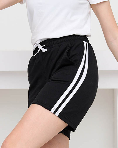 Ladies' black shorts with stripes - Clothing