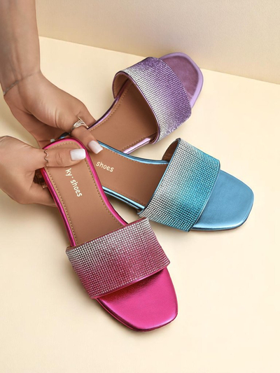 Royalfashion Women's Flip-Flops with Zircons ShinyGlow