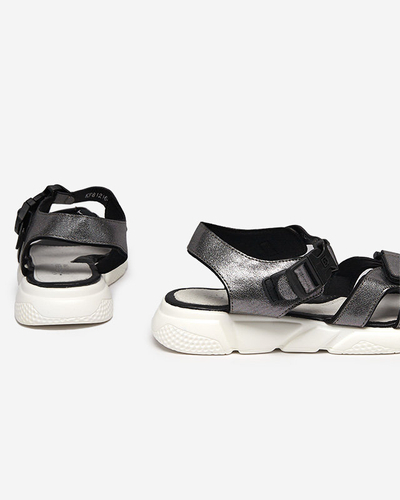Children's shiny sandals in graphite Leepe - Footwear