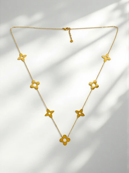 Aurelia Fiorenza Necklace – Gold-Plated Chain with Floral Motif