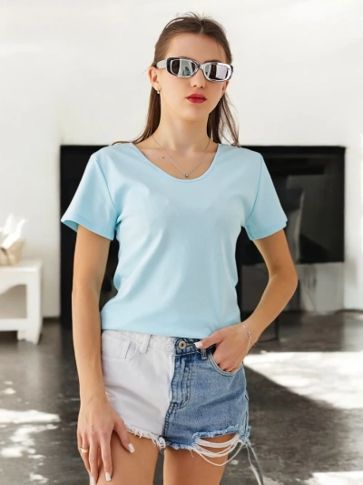 Royalfashion Women's cotton t-shirt with lace on the back