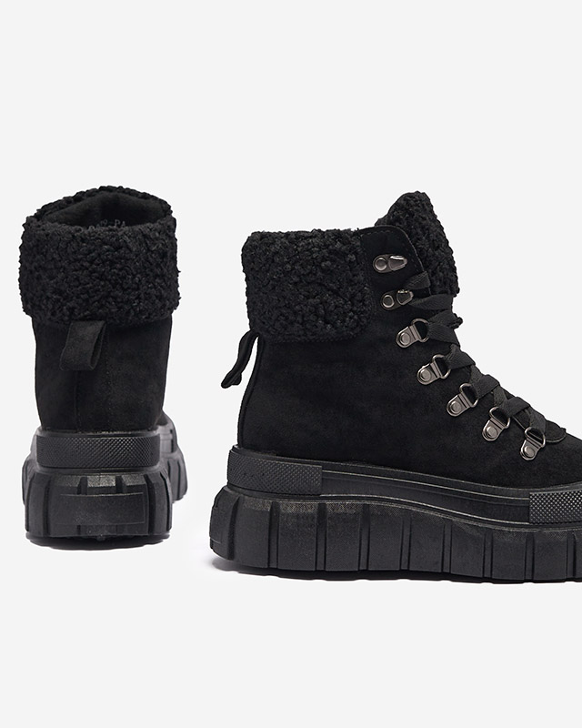 Женские ботинки Diana черные кожаные удобные на зиму