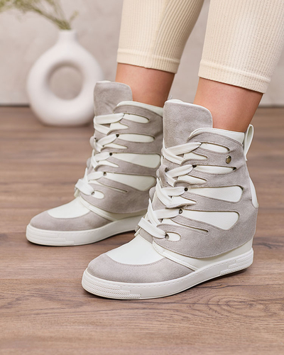 Royalfashion Grey women's sporty boots on a Pamstinsa heel