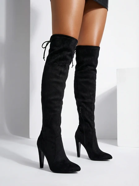 Women's Over-the-Knee Eco Suede Stiletto Boots Eldirros