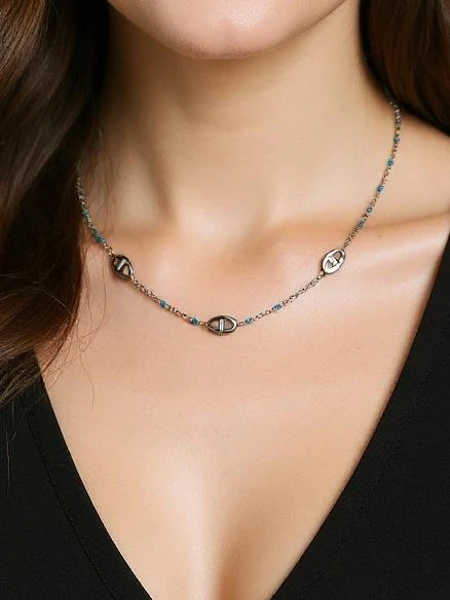 Aelia Aurea Necklace - delicate silver chain with beads