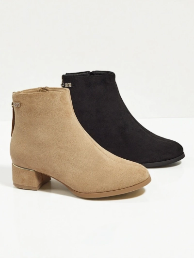 Women's Eco Suede Ankle Boots with Block Heel Arshinea