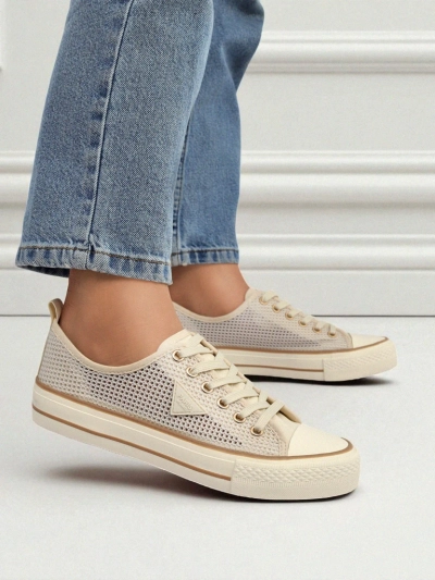 Aurelia Beige - naiste tekstiilist tennised tasasel 3 cm tallal