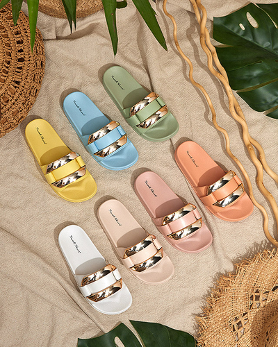 Oranžid kuldse ornamendiga naiste sussid Serina - Jalatsid