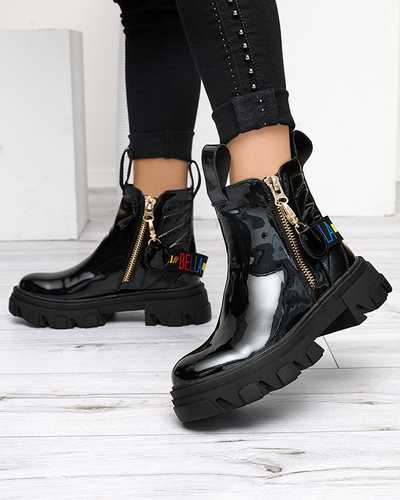 Naiste mustad lakknahast saapad Osallu - Jalatsid