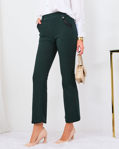 Royalfashion Темно-зеленые женские брюки из ткани a'la bells