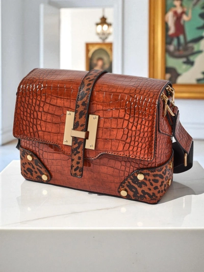 Callista Milano women's bag made of brown patent eco-leather