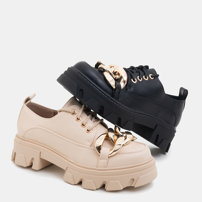 Бежевые закрытые туфли на тракторной подошве Eqoia