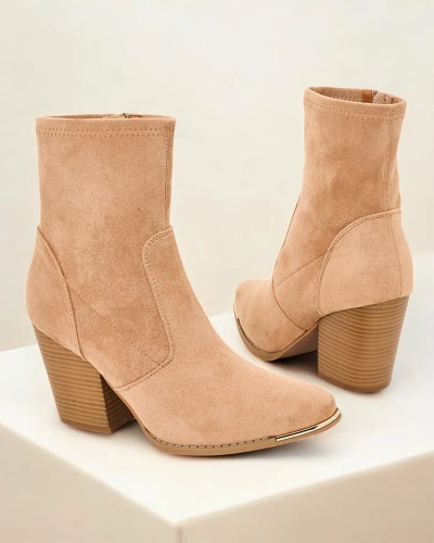 Royalfashion Eko-suede womenvs ankle boots on a post Gris