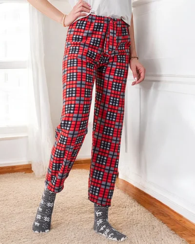 Royalfashion puuvillane jõulupühade naiste pidžaama ruudulised püksid