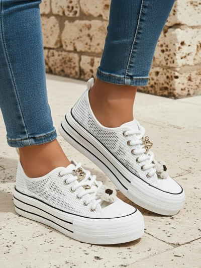 Royalfashion Women's perforated sneakers with embellishments Osdo