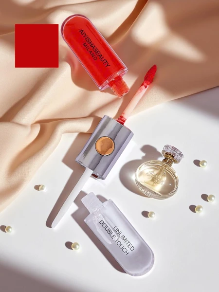 Lipstick and Colorless Lip Gloss 2-in-1 Hot Red