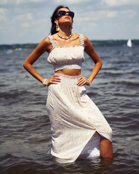 Royalfashion Naiste lilleline komplekt kollases toonis