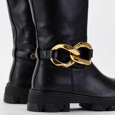 Black women's boots with chain Helari - Footwear