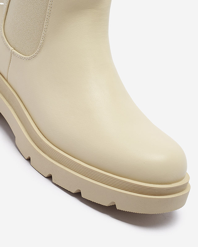 Royalfashion Beige women's high boots with flat heel Vedesa
