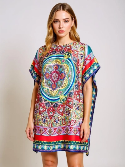 Pareo Ariadne – värviline põlvepikkune polüesterkleit Royalfashionilt