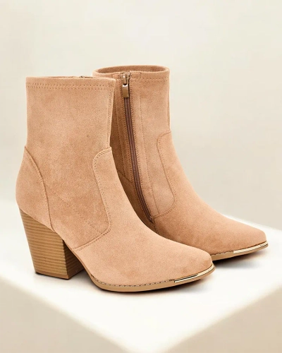 Royalfashion Eko-suede womenvs ankle boots on a post Gris