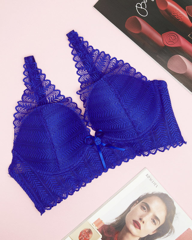 Ladies' cobalt lace bra - Underwear
