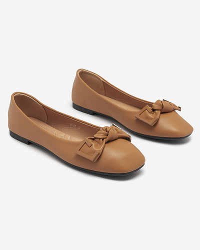 Women's camel ballerinas with decoration on the nose Caxien- Footwear