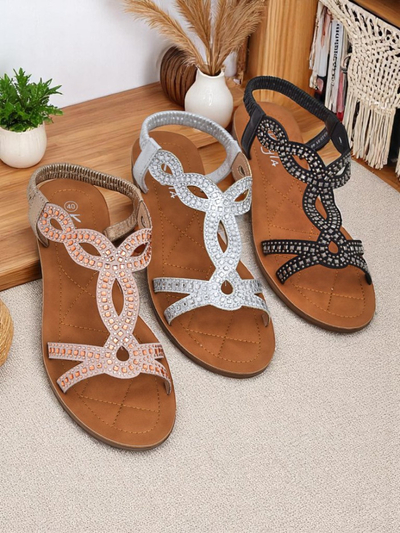 Royal Fashion Women's Ava Shine sandals with decorative straps