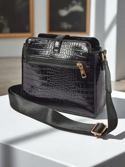 Callista Black women's bag - small patent faux leather messenger bag