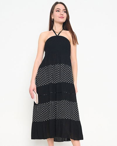 Black polka dot maxi skirt PLUS SIZE - Clothing