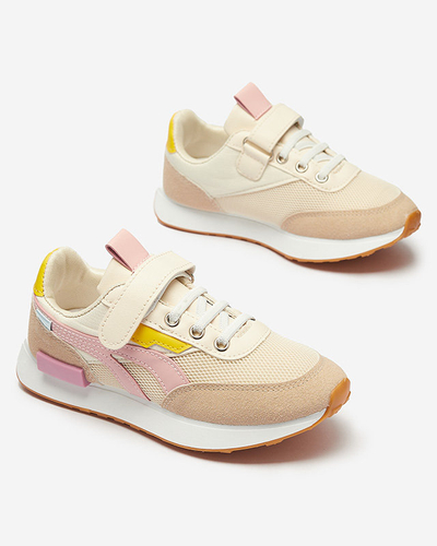 Girls' sports shoes in beige-pink Kaxo- Footwear
