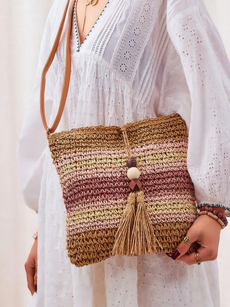 Royalfashion Väike naiste õlakott õlgedest Triibuline Võlu Mini