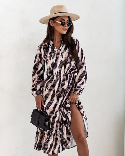 Royalfashion Naiste midi kleit trükisega