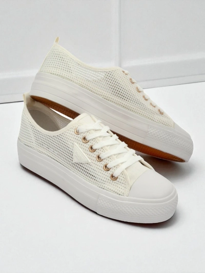 Damskie białe sneakersy Ariadne Mesh – przewiewne trampki na płaskiej podeszwie