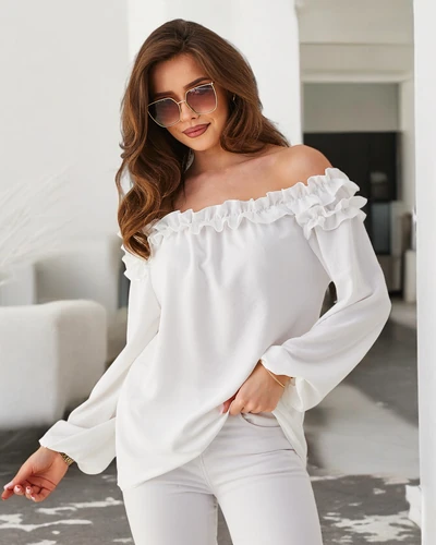 Royalfashion Women's blouse a'la Spanish with a ruffle