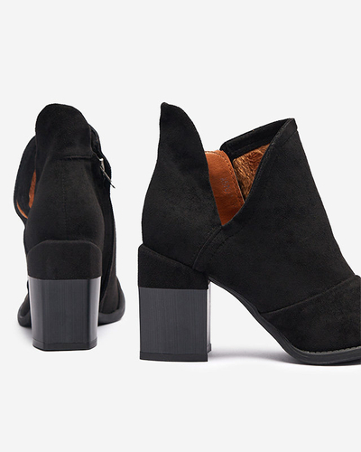 Women's boots on the post with cut-outs in black. Encura- Footwear