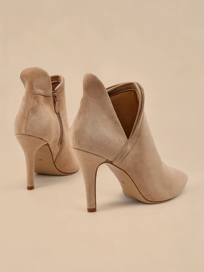 Jasnobrązowe botki damskie na szpilce Annalisa - Obuwie