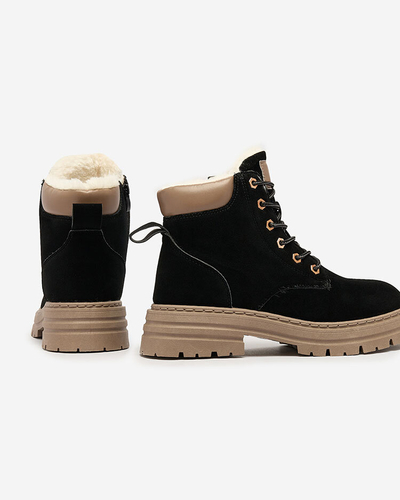 Royalfashion Black and brown women's insulated trapper boots Radoras