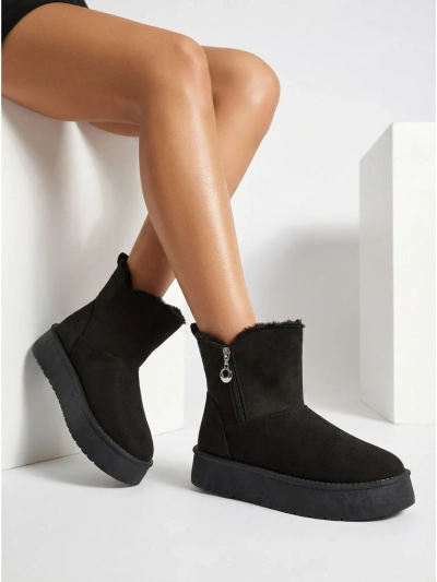 Naiste poolsaapad Aurora mustad ökoloogilisest nahast talveks