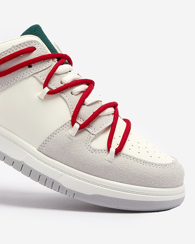 Valged ja hallid naiste sporditossud punaste pitsidega Olierinc - Jalatsid