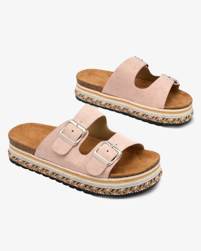 Royalfashion Naiste heleroosa värvi solkidega flip-flopid Monna